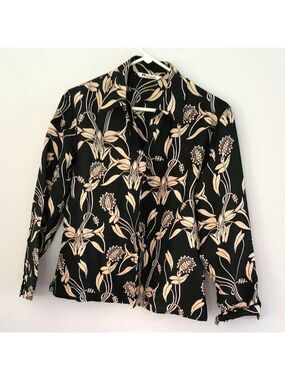 Nygard Collection Women's Petite Silk Floral Blouse Size M/L